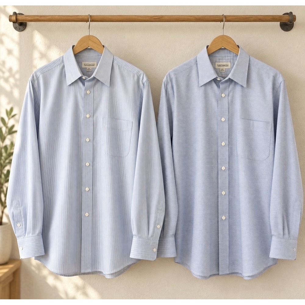 Joseph & Feiss Dress Shirts Mens 17.5 32/33 Long Sleeve Button Up Lot Of 2